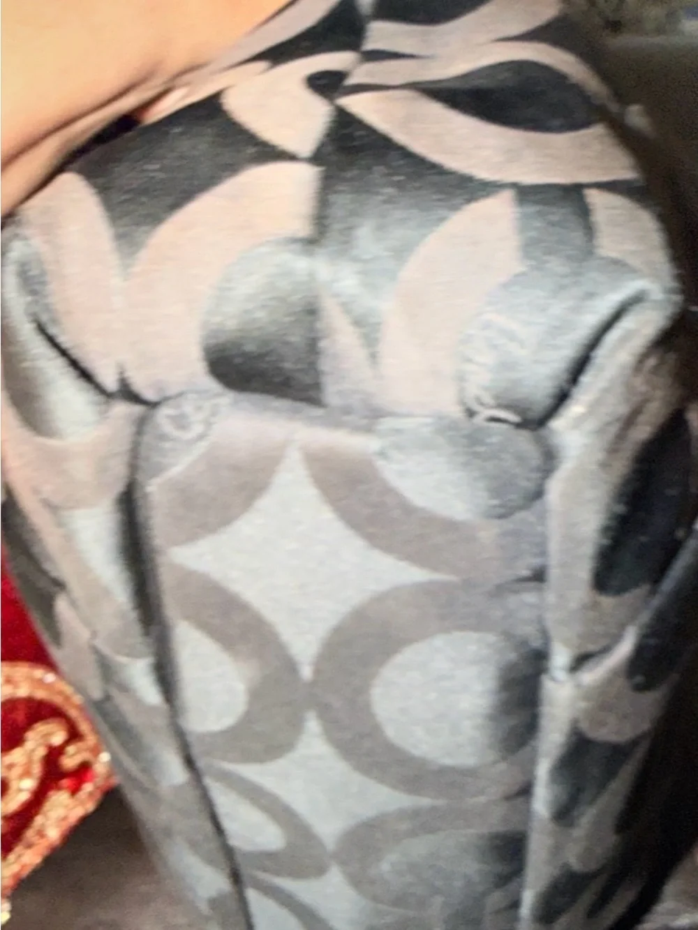Coach Madison Isabelle Shoulder Bag in black and bronze Op Art Sateen Fabric.
